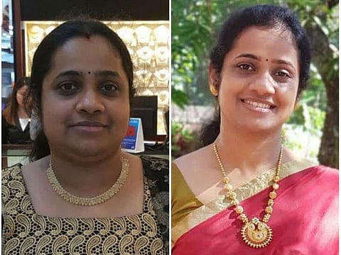 Veena before (left) and after