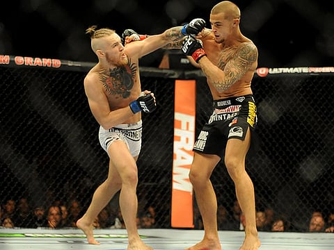 Conor McGregor fights Dustin Poirier  in Las Vegas in 2014