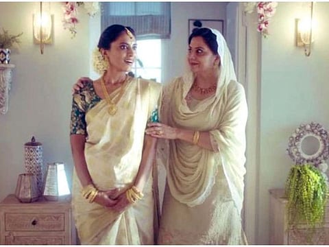 HOT POTATO AD: A scene from the controversial jewellery ad that was hastily pulling down of the Tanishq jewelry campaign. It showcases an adorable bond between a Hindu, pregnant daughter-in-law and a doting Muslim mother-in-law. Hindu nationalists dubbed the ad as a plug for 'love jihad'.