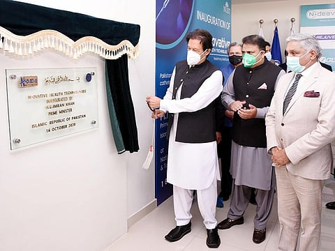 Prime Minister Imran Khan inaugurating the N-ovative Health Technologies facility at the National University of Sciences and Technology (NUST) in Islamabad.