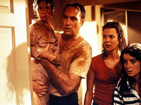 Oliver Robins, Craig T Nelson, JoBeth Williams and Dominique Dunne in 'Poltergeist' (1982).