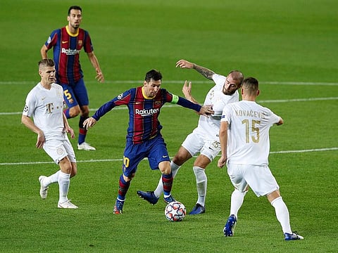 Lionel Messi in action against Ferencvaros.