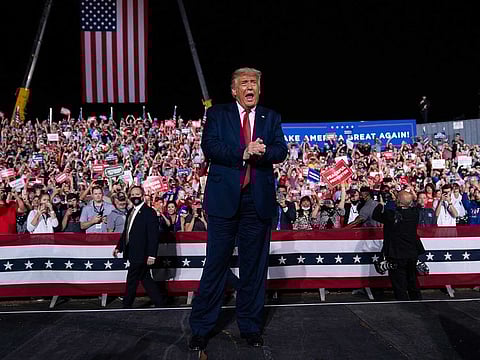 US President Donald Trump holds a campaign rally in Gastonia, North Carolina, US, October 21, 2020.