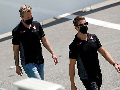 Haas drivers Romain Grosjean and Kevin Magnussen