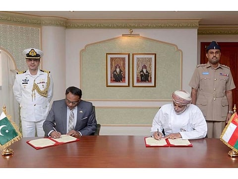 The agreement was signed by Mohamed bin Nasser Al Rasby, Secretary General, Ministry of Defence of Oman and Ahsan Wagan, Ambassador of Pakistan to Oman.