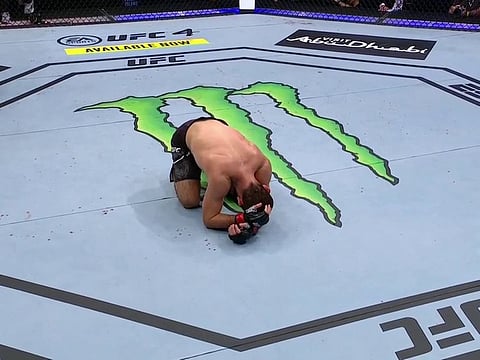 Khabib is overcome with emotion after his win