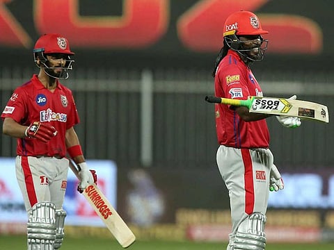 Mandeep Singh and Chris Gayle of Kings XI Punjab.