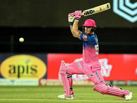Ben Stokes of the Rajasthan Royals fires on all cylinders during his unbeaten 107 against Mumbai Indians on October 25.