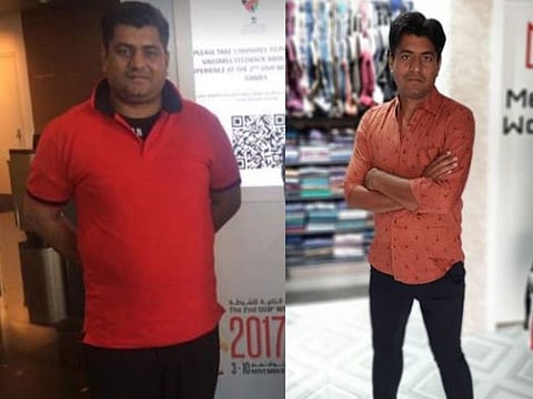 Muhammad Irfan before (left) and after