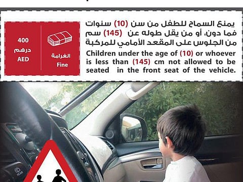 Major crackdown on UAE motorists: Parents fined for allowing children under 10 sit in the front seat