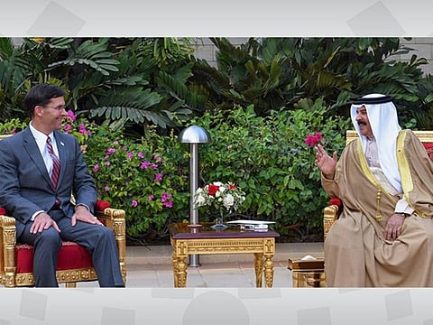 Bahraini King Hamad bin Isa meets US Defence Secretary Mark Esper in Manama.