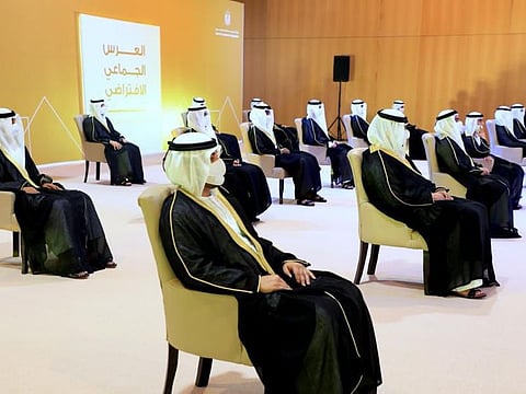 Grooms at one of the virtual wedding venues.