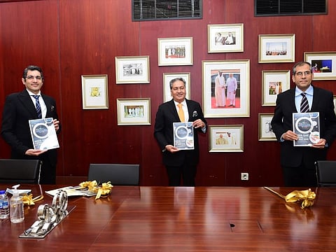 From L to R : Dr. Aman Puri, Consul General of India in Dubai; Kamal Vachani, Regional Director, ESC in Dubai and Pavan Kapoor, Indian Ambassador to UAE at the ceremony.