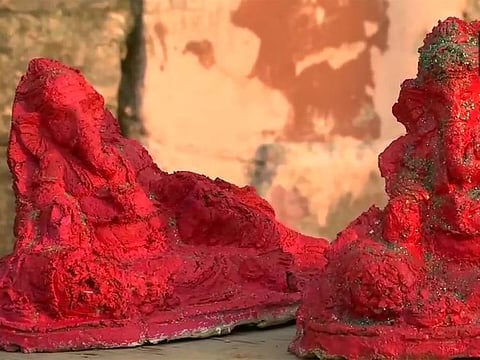 Earthen lamps made of cow dung.