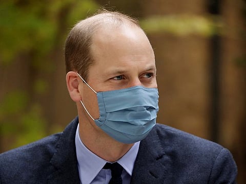 Britain's Prince William wears a protective mask as he visits St. Bartholomew's Hospital in London, Britain October 20, 2020.