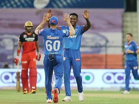 Kagiso Rabada celebrates the wicket of Joshua Philippe during their match against Royal Challengers Bangalore on Monday.