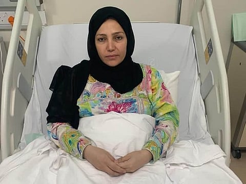 Iman Obaid Al Okla at the hospital where she delivered her triplets