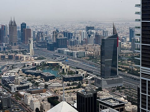 An aerial view of Dubai Media City.