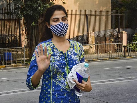 Bollywood actress Rhea Chakraborty comes out of the session court, in Mumbai, on November 2, 2020. Bollywood has been largely secular in politics and liberal in outlook, making it a ripe target for Hindu nationalist ideologues.