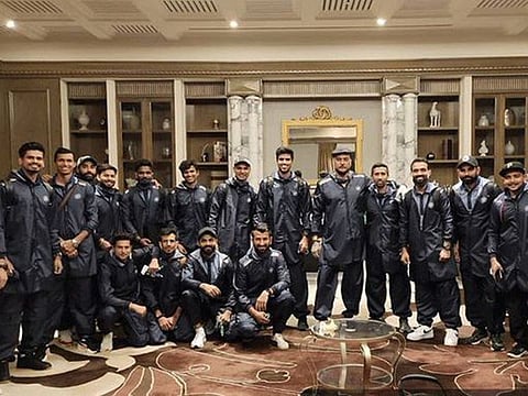 Team India, along with Head Coach Ravi Shastri, get snapped at their Dubai hotel before their departure for Australia.
