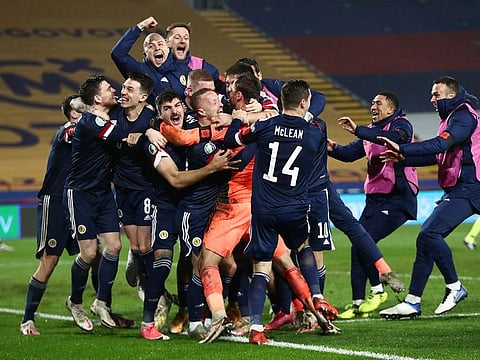Scotland players celebrate.