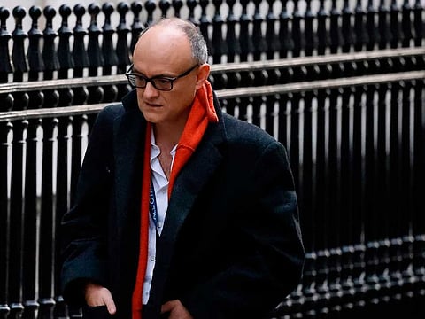 Number 10 special advisor Dominic Cummings arrives in Downing street in London on November 13, 2020. British Prime Minister Boris Johnson's chief adviser Dominic Cummings is set to leave his position by early 2021, as a power struggle at the heart of government became public this week.