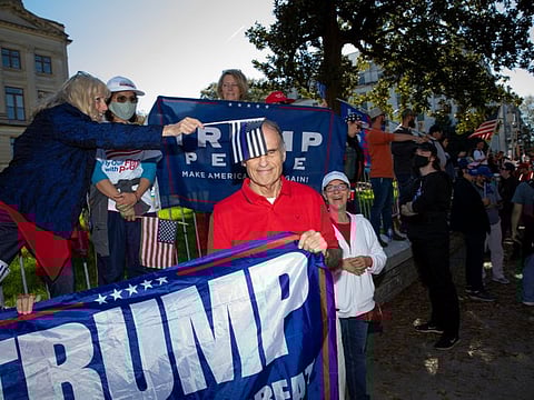 Demonstrators gather during a "Stop The Steal" rally outside of the Georgia State Capitol in Atlanta, Georgia, US on Saturday.