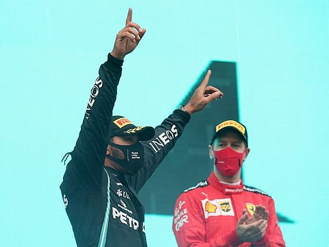 Lewis Hamilton celebrates in Turkey