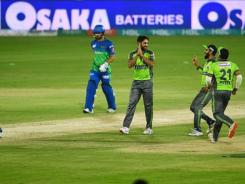 Lahore Qalandars' Haris Rauf bowled Multan Sultan's Shahid Afridi for a duck in the Pakistan Super League