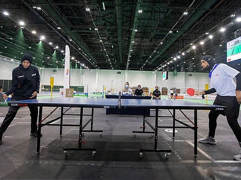 Action during Emirati table tennis final at Sheikha Hind Sports which got under way last week.