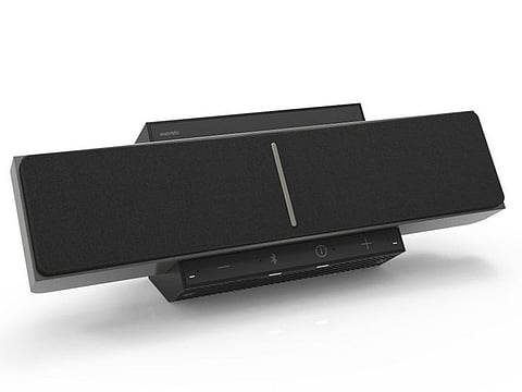 The SoundBeamer which beams music and sounds straight into your head, without the need for headphones. The technology uses a 3-D sensing module and locates and tracks the ear position sending audio via ultrasonic waves to create sound pockets by the user’s ears.