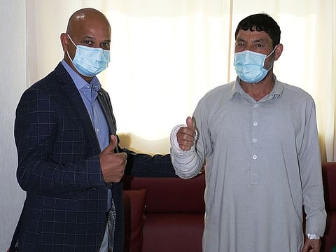 Mohamed Hazrat with his doctor Dr. Bhuvaneshwar Machani at Burjeel Hospital Dubai