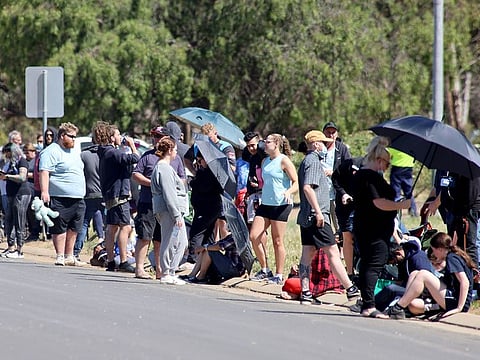 People are seen queuing at a COVID-19 testing site as the state of South Australia experiences an outbreak, in Adelaide, on November 17, 2020.