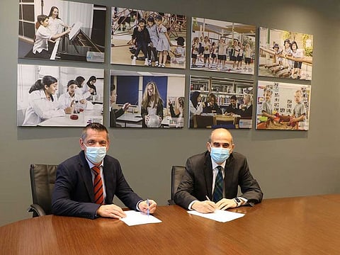 Prof Amma Kaka (R), Provost and Vice Principal of Heriot-Watt University Dubai inks MoU with Alan D Williamson (L), CEO of Taaleem Education