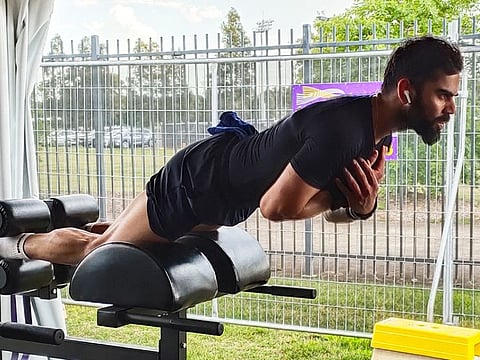 Virat Kohli trains ahead of the series against Australia.