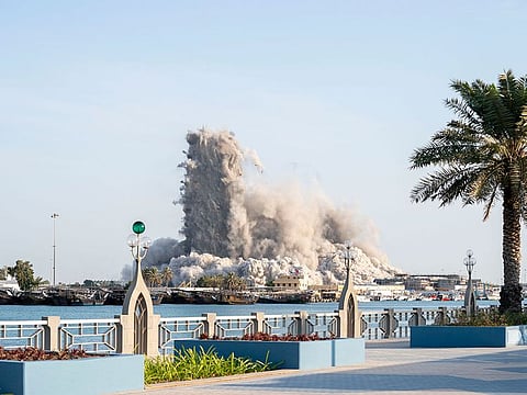 The explosion that razed the four towers of Mina Zayed to the ground on Friday morning