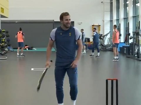 Harry Kane showed off his batting skills