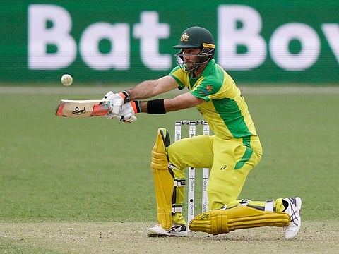 Australia's Glenn Maxwell does a switch-hitting during the second ODI against India at the Sydney Cricket Ground.
