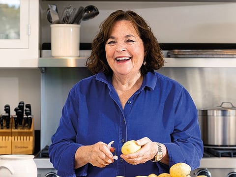 Ina Garten a.k.a. the Barefoot Contessa, cooks in the kitchen of her home in East Hampton, N.Y., Oct. 8, 2020.