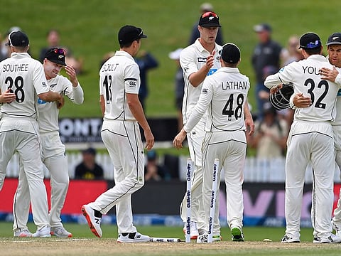 New Zealand celebrate their big win over Wast Indies