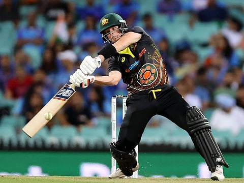 Steve Smith in action against India in the second T20 in Sydney