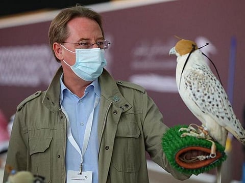 French Ambassador to Saudi Arabia Ludovic Pouille at the King Abdulaziz Falconry Festival.
