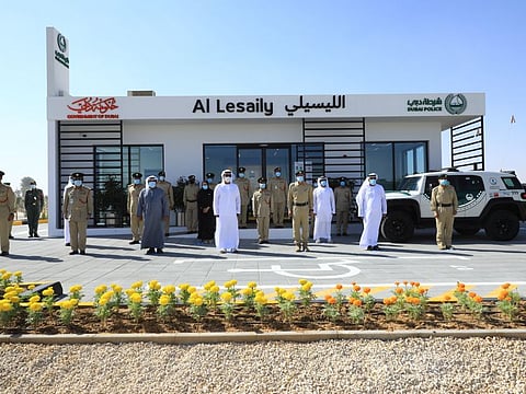 Top Dubai Police officials at the inauguration of the new police point in Al Lesaily