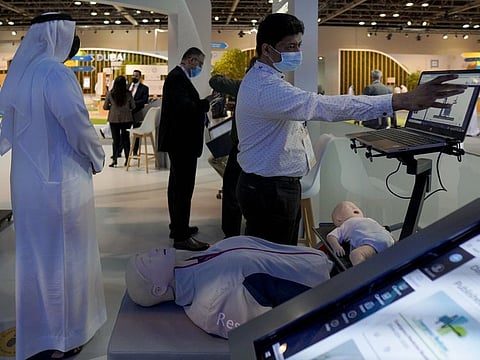 Visitors at the DHA stand in Gitex Technology Week at Dubai World Trade Centre on Tuesday.