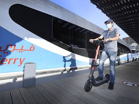 Ferry riders in Dubai are allowed to bring their bikes and scooters, on-board for free.