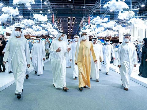 His Highness Sheikh Mohammed Binn Rashid Al Maktoum, Vice President and Prime Minister of the UAE and Ruler of Dubai during his visit on Wednesday to the 40th edition of GITEX Technology Week. being held at the Dubai World Trade Centre (DWTC) from December 6-10
