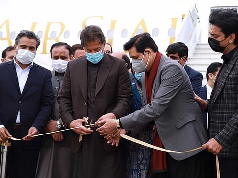 Pakistan Prime Minister Imran Khan inaugurates Pakistan's new private airline, AirSial, in Sialkot on December 9. Image Credit - PIDPakistan Prime Minister Imran Khan inaugurates Pakistan's new private airline, AirSial, in Sialkot on December 9.