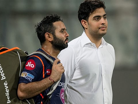 Parthiv Patel (left), who has a sound knowledge of the dynamics of Mumbai Indians, with owner Akash Ambani.