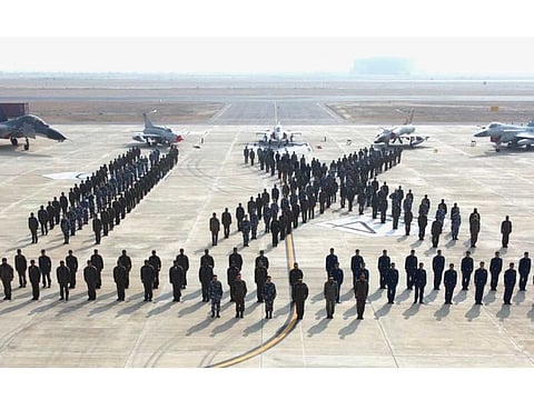 Pakistan’s Air Vice Marshal Waqas Ahmed Sulehri and China’s Major General Sun Hong witness the Pakistan-China joint air force exercise on December 9, 2020, being held in Pakistan.