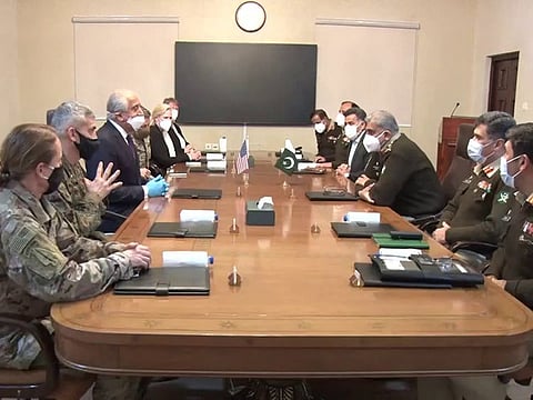 US special representative Zalmay Khalilzad and his delegation held a meeting with Pakistan Army Chief Gen. Qamar Javed Bajwa in Rawalpindi, December 14, 2020.
